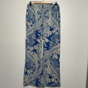 NWT Billabong Island Escape Woven Soft Pants LARGE Blue Flowy Resort Floral Boho